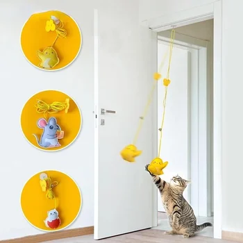 Интерактивна играчка за котки, подвесная имитирующая играчка за котки, забавна интерактивна играчка за самостоятелна игра с коте, играчки за котки