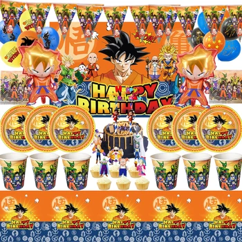 Кралят на маймуните за парти, тематични покривка с драконьим топка, чаша, чиния, бутилка, украса за партита, играчка за душата на момчето за рожден ден, подарък за събитие