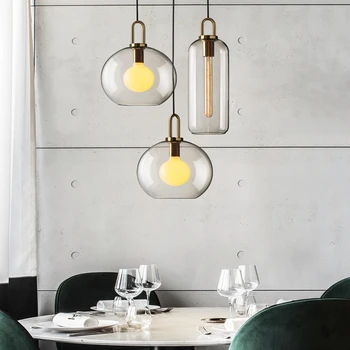 Креативни стъклени висящи лампи в скандинавски стил, модерен прост led ресторант, малка подвесная лампа за дневна, спални, бар, кафе, чай