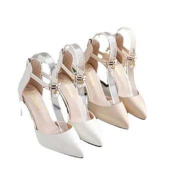 Луксозни дамски обувки-лодка в прозрачен висок ток, чубрица обувки без обков с остри пръсти за сватбени партита, брандираната модни дамски обувки на токчета от PVC