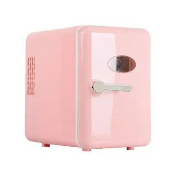 Мини-хладилник за грижа за кожата с обем от 6 л, преносим хладилник постоянен ток 12 В и JP 110 В, розов, лек, охлаждащ и загряващ, малък домашен офис, хотел