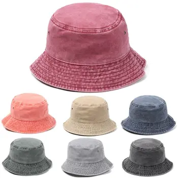 Модерен ретро-панама, памучен сгъваема рибарска шапка, стираемая дънкови дамски мъжки градинска солнцезащитная шапка, плажна шапка