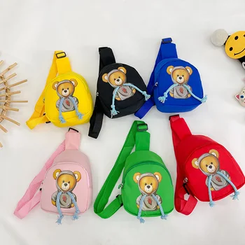 Модни найлонови скута чанти за рамо с анимационни мечка, детска нагрудная чанта, градинска детска чанта-месинджър, чанти за момчета и момичета, вечерни