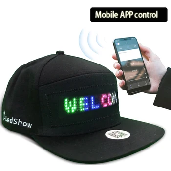 Модни светещ прокручивающаяся панел за показване на съобщения, led хип-хоп шапка за денс парти, а приложение за управление на мобилния телефон, светещ шапка, подарък