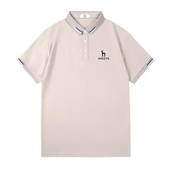 Мъжки Летни Дрехи за голф HAZZYS с къс ръкав, Бизнес Дизайн, Ежедневен Однотонная Риза с къси ръкави, Тениска с яка, Просто Тренд