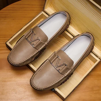Мъжки лоферы от спилка с квадратни пръсти, без закопчалка, однотонная бизнес мъжки официалната обувки, безплатна доставка, размер 38-48, мъжки обувки