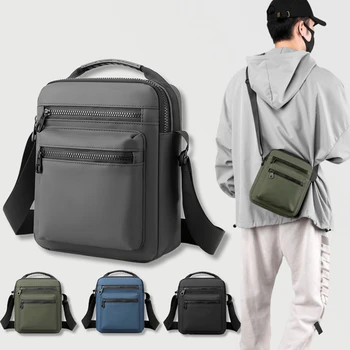 Найлон водоустойчива чанта на рамото, мъжки однотонная чанта-месинджър, ежедневни спортни сакове, модерна мъжка чанта в ретро стил мъжка чанта-месинджър