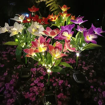 Нова LED Лампа за Декорация на Градината на Вилата, Водоустойчива Външна Подова Лампа, Имитация на трева, Цветя Лампа, 7-главоболие Слънчева Лампа За Орхидеи