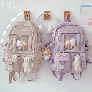 Нова найлон училищна чанта с голям капацитет за момичета в стил харадзюку, японски раница за ученици от прогимназия, корея, женствена чанта за компютър