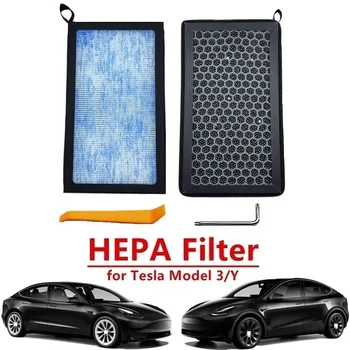 Ново записване, филтър с активен въглен, подходящ за Tesla Model 3/Y, комплект за смяна на въздушния филтър HEPA, климатик