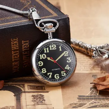 Ново отворено лице с арабски цифри Механични часовници джобни Верижка с Висулка, бижутерия часовници подаръци за мъже, жени деца 2023