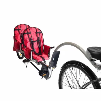 Под наем ремарке за близнаци с жак, стоманена количка с въздушно колело 20 инча за две деца