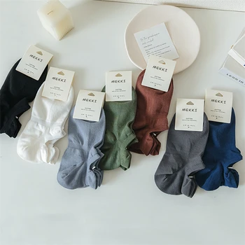 Пролетни нови мъжки чорапи, модни обикновена памучни чорапи-лодка с тънка цепка, дишащи меш невидими нескользящие мъжки къси чорапи