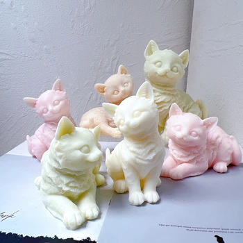 Различни форми на сладка котешка свещ силиконова форма на животно соев восък силиконова форма на котка любител на домашния декор подарък
