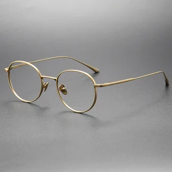 Рамки за очила от чист титан, мъжки и женски реколта кръгли суперлегкие очила, компютърни очила, рамки за очила по рецепта