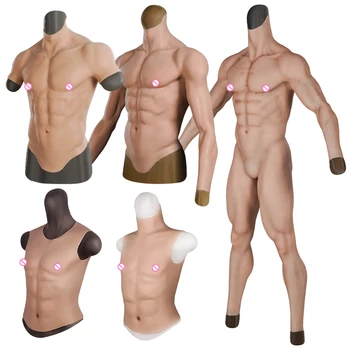 Реалистична форма на мъжки торса, мъжки abs, изкуствен, мускулест корем, монтиране костюм с естествени гърди Мачо, риза за cosplay