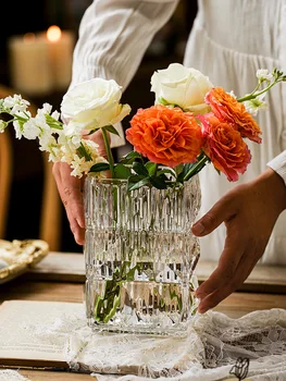 Светлина по-големи чувства, луксозни вази, декоративни стъкло, висококачествена прозрачна водна култура, гидропонные цветя, роза, лилия, хол