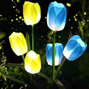 Слънчев LED Лале Розата е Цветето на Приказни Светлини Външно Украса на Градината Тревата Пътека Светлина за Двора Партита Сватбен Декор Градински Светлини