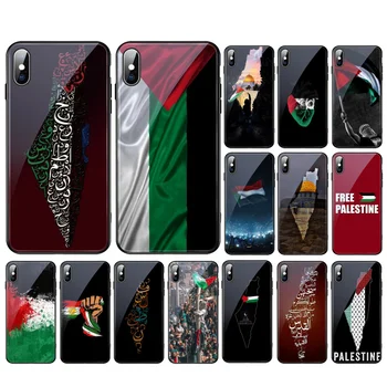 Стъклена калъф за мобилен телефон с Флага на Палестина За iphone 14 13 Pro Max 12 11 Pro Max XR XS X SE2 Калъф За мобилен Телефон Funda