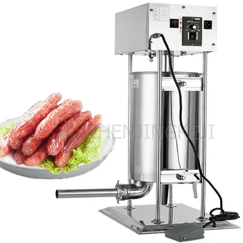 Търговска машина за пълнене на колбаси обем 15 л, домакински автоматична електрическа машина за пълнене на месо за колбаси от неръждаема стомана