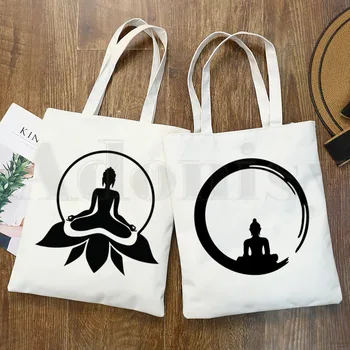 Чанта за йога с изображение на Буда Намасте в ретро стил, чанти през рамо, ежедневни чанти за пазаруване, дамски елегантен холщовая чанта