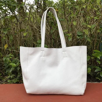 Чанта през рамо ръчно изработени дамски чанти през рамо от естествена кожа, дамски чанти от кожа, бяло голяма чанта-тоут, голяма чанта, чиста