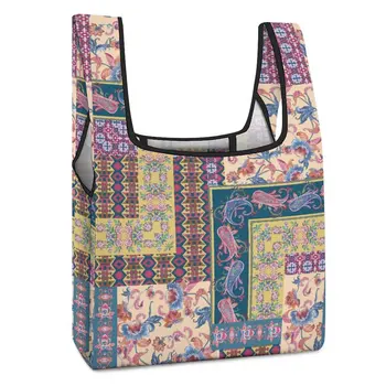 Чанти с принтом по поръчка, пътна сгъваема преносима чанта, чанта за пазаруване в екзотичната етнически стил, ежедневни дамски чанта за пазаруване, обичай модел