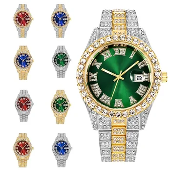 Часовник в стил хип-хоп, мъжки часовници, луксозни маркови водоустойчиви часовници, кръгли часовници е от неръждаема стомана, мъжки кварцов часовник, подарък на човек
