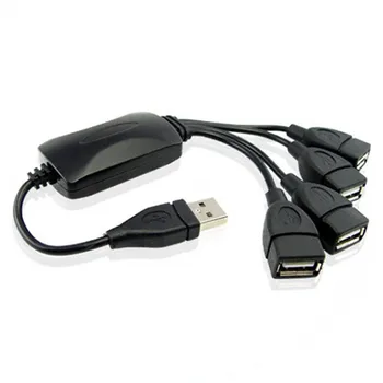 Черен 4-портов USB 2.0 480 Mbps/, оборудвани с високоскоростен кабелен хъб, хъбове за преносими компютри за преносими КОМПЮТЪР