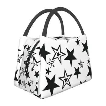 Черно-бяла чанта за обяд Star, изолирано чанта-хладилник, чанта-обяд-бокс, чанта за обяд, мъжки термосумка за обяд, за работа, пътуване, пикник