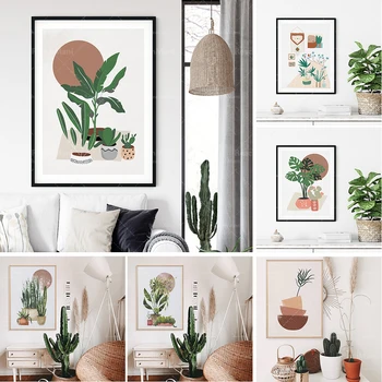 Щампи под формата на саксии | Растения в саксии | Стенни рисувани растения Plant Maison